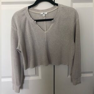 BP. Waffle Knit Long Sleeve Crop Top